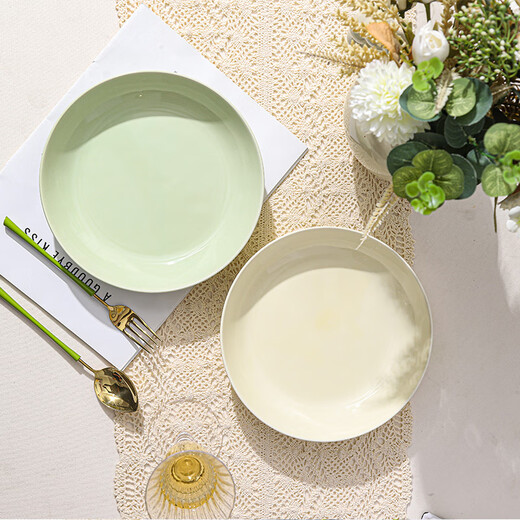 Persson Cream Style Ceramic Plate Dish Plate Household Bowls and Tableware Underglaze Color High-end Dinner Plate Cream 8 Plate 2 Pack