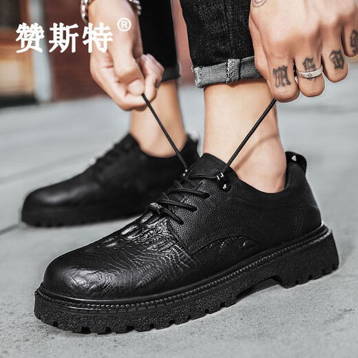 Zapatos de hombres de lujo de Zanste Light Spring y otoño de tamaño grande Toe Toe Toe Coasthide Cuero sin deslizamiento zapatos de punta grande de cuero transpirable Black Retro 46 para hombres 46