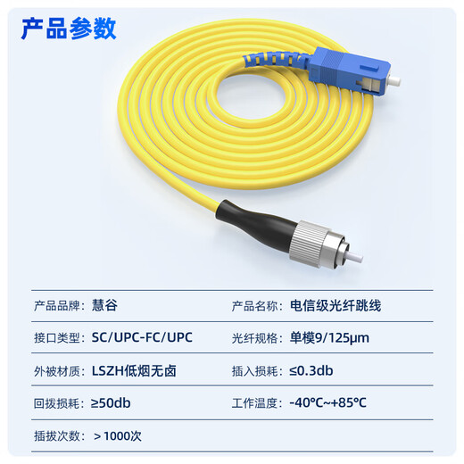 HUIGU Fiber-Jumper SC-FC Single-Mode-Single-Core-1-Meter-Glasfaser-Kabel-Kabel-Heckfaser 9/125m Telekommunikationsgrad Faserkabel HG-SC-FC-SM-1