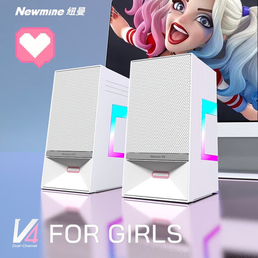 Newmine V4 RGB computer gaming audio Bluetooth speaker desktop computer audio built-in microphone colorful atmosphere light home desktop audio [limited color matching] V4 dual channel computer audio