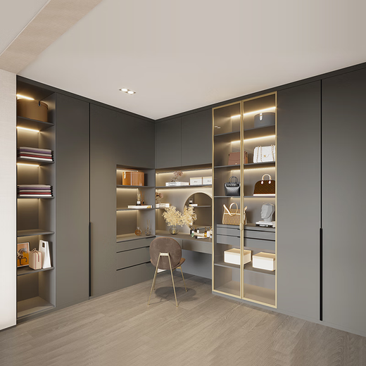 Sophia Wardrobe Bedroom Wooden Furniture Integrated Large Wardrobe Aluminum Door Frame Swing Door Wardrobe Cloakroom Customization Membership Premium