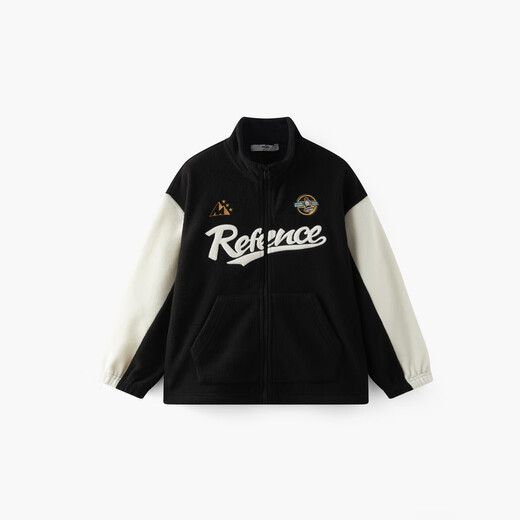 Maqidun (MQD) MQD Kinderkleidung Jungen für Frühling und Herbst Wärme Fleece College -Ständer Collar Cardigan Kinder Top Black 140