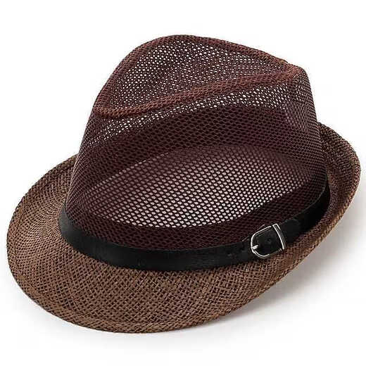 
Mozilan Spring and Summer Outdoor Casual Hat Men Men's Breathable Straw Jazz Hat Straw Hat Breathable Mesh Top Hat Coffee One Size 57-58cm