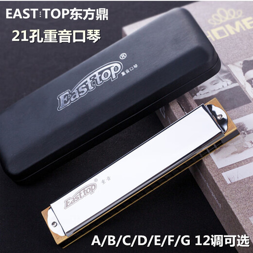东方鼎重音口琴21孔进口音簧T2110演奏级12个调性初学生成人专业乐器 B调