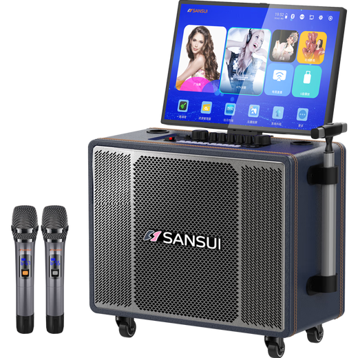 SANSUI portable trolley video speaker touch screen outdoor karaoke home ktv audio set all-in-one karaoke machine high volume karaoke 12 inches 15 inches PC126 12 inches three-way + 22 inches screen