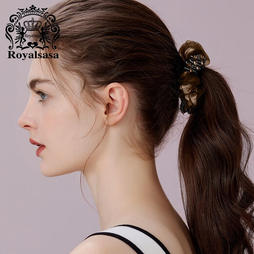 Royal sasa royal salsa hair accessories hair band beaded fabric head flower Korean style head jewelry handmade flower hair rope hair head rope coffee color 272