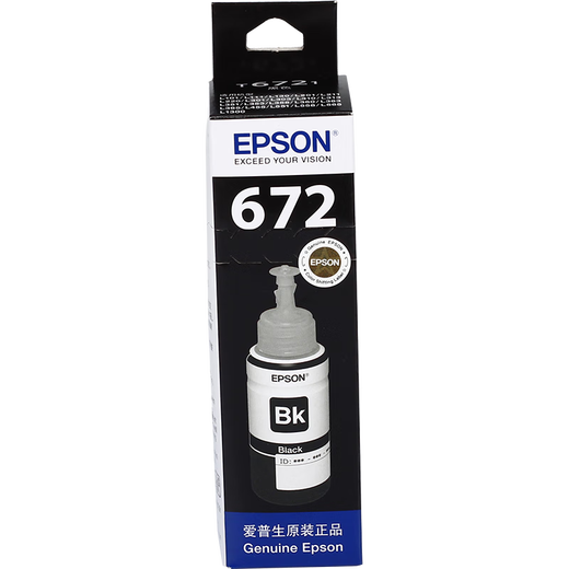 EPSON Original 672 Tinte Nachfüll L211 L558 L565 L485 L351 L551 L405 Inkjet -Drucker Drucker Spezielle schwarze Tinte (4500 Seiten)