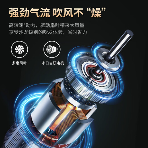 永日（yongri） 电吹风机家用电吹风酷炫蓝光2000W大功率专业发廊恒温冷热风吹风筒国家补贴母亲节礼物 六档调节-2000w蓝光大功率