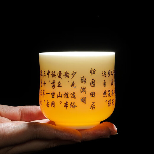 Porcelain Flame Suet Jade White Porcelain Surname Cup Master Cup Tea Cup Ancient Poetry Kung Fu Tea Set Waist Cup Customizable Surname Cup (please note your surname when placing an order)