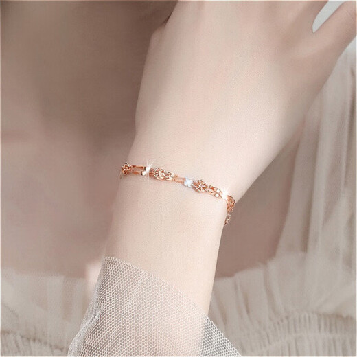 Shlessler luxury jewelry, gold bracelet for women, gift for wife, girlfriend, Chinese Valentine's Day, high-end jewelry, birthday gift, flower bracelet, engraving/brand packaging