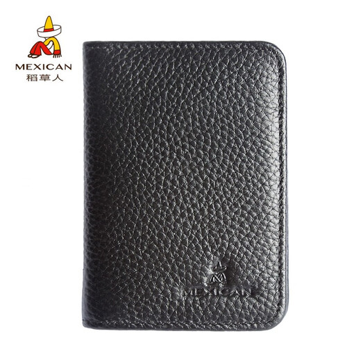 Tarjeta de espantapájaros Bolsa de cuero genuino para hombres Mini Mini Small Card Bag Suptor de tarjetas de presentación Simple Licencia de conducir Caso de cuero Totador de tarjeta portátil Negro (Mini Style 6 Ranuras de tarjetas)