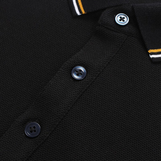 YOUNGOR long-sleeved POLO shirt men's lapel embroidered chest pure cotton fabric feels soft, delicate and breathable POLO shirt VLPC505999ACA black 2XL