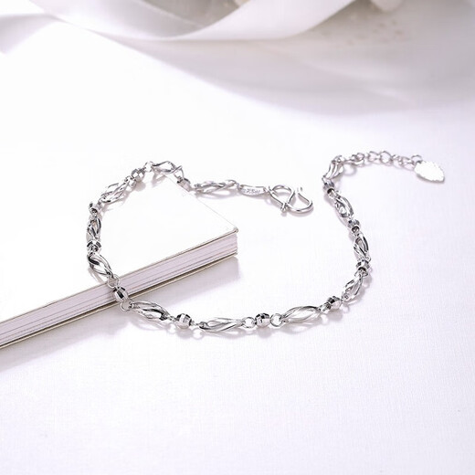 Saturday Fortune (ZLF) PT950 platinum bracelet for women, simple twisted piece, beaded bracelet, platinum bracelet, 3.46g 16cm + tail chain 2cm