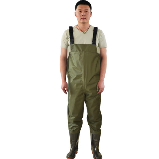 Hongshiyu waterproof and electricity-proof thickened wear-resistant acid and alkali resistant waders waterproof clothing fishing fishing waders blue half body 44