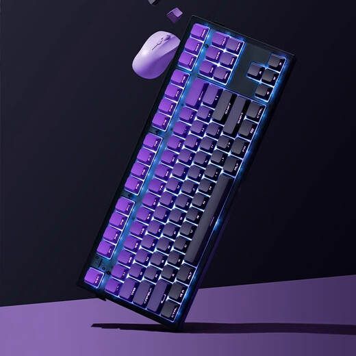 腹灵mk870pro黑莓侧刻机械键盘蓝牙有线无线客制化电脑游戏静音办公 【三模】黑曜石Pro+紫气东来 TTC快银轴V2【触发更快】 87键