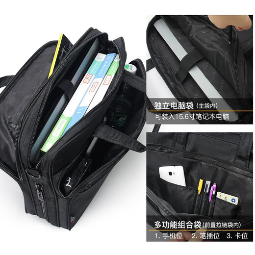 Yajie Business Briefcase Men's Canvas Laptop Bag Large Capacity Oxford Document Business Office Work Crossbody Travel Black Extra Large 19 Inch Length 49* Height 36* Thickness 20cm