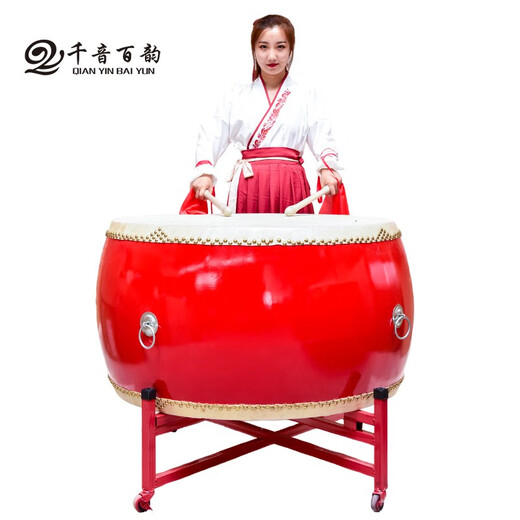 千音百韵牛皮大鼓成人龙鼓中国红舞狮鼓儿童演出战鼓木质堂鼓威风锣鼓乐器 12寸高邦红鼓+鼓棒+鼓架