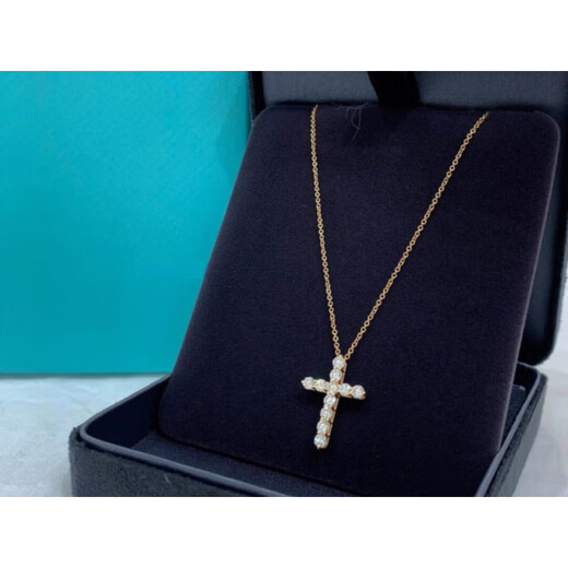Fat Donglai's same moissanite 18/k gold necklace 18/K gold cross necklace Women's light luxury yellow l gold and silver diamond Full diamond cross necklace 18/Kl gold
