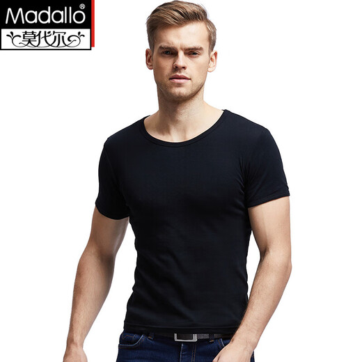 Modal 4-pack men's short-sleeved men's cotton vest men's t-shirt sports elastic slim black and white bottoming sweatshirt old man's shirt mixed color 4-pack XL(175/100)