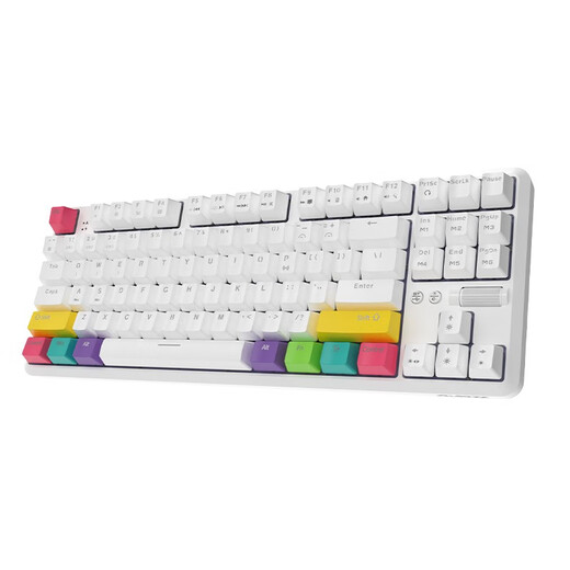 
Black Jue (AJAZZ) K870T Bluetooth wireless dual-mode 87-key mechanical keyboard RGB lighting mobile phone tablet notebook gaming office tea scroll white-RGB