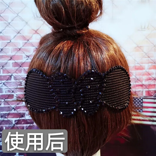 成人发帖大刘海贴儿童粘头发碎发贴加长黑色发箍发带魔术贴发头饰 长款黑色5片无钻