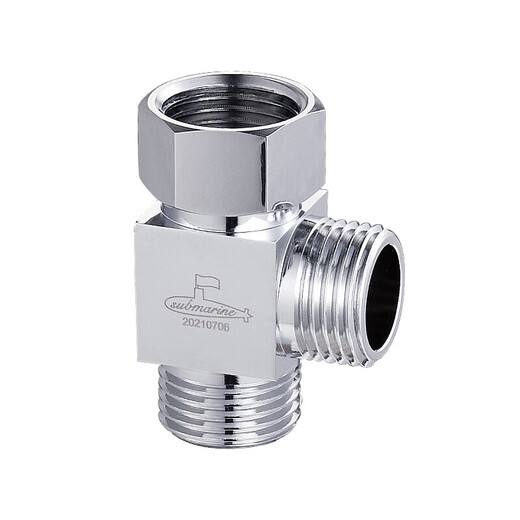 Submarine FH1/2F*1/2M angle valve one in two out three way water distributor body copper chrome plated bright surface no switch water distributor