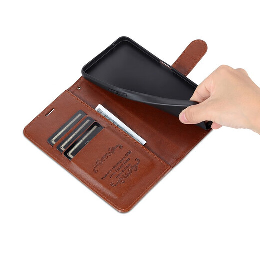 Ju Xiaozhi is suitable for Honor 80 mobile phone case flip leather case ANN-AN00 wallet card-type plug-in case full-package anti-fall soft inner shell with magnetic buckle protective cover for men and women Honor 80 [brown]