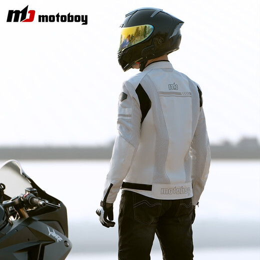 MOTOBOY summer motorcycle riding suit men's mesh breathable motorcycle suit anti-fall riding jacket racing suit suit rider suit SJ-07AIR off-white top XL