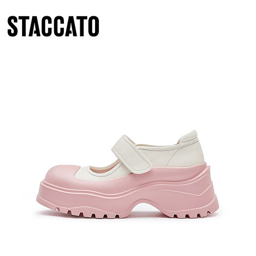 Sijiatu's new sweet Mary Zhen shoes thick sole heightened casual shoes light mouth shoes women's shoes S1416AQ4 cherry blossom powder thin feet one size smaller 37