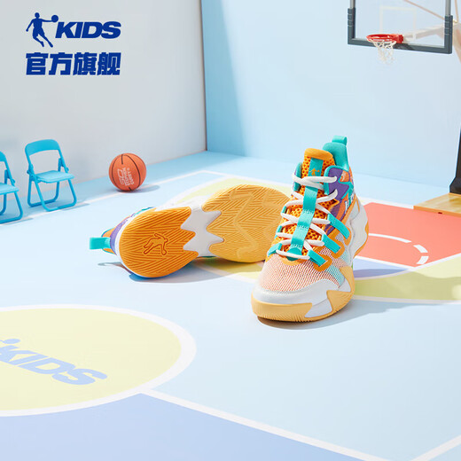 
Jordan (QIAODAN) children's shoes for summer men's basketball shoes breathable leather mesh wear-resistant shock-absorbing sports shoes-35