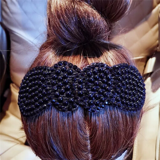 成人发帖大刘海贴儿童粘头发碎发贴加长黑色发箍发带魔术贴发头饰 长款黑色5片无钻