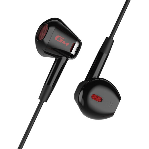 Edifier (EDIFIER) HECATE GM180 flat-top semi-in-ear stereo mobile music game headphones with wheat ribbon wire control 3.5mm wired semi-in-ear black