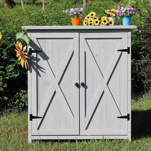 Qiujia outdoor waterproof sunscreen courtyard storage cabinet garden tool room balcony storage cabinet garden miscellaneous items A gray 695*5201420mm
