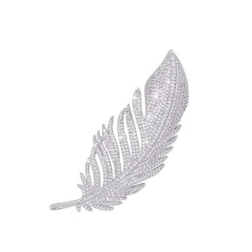 SAC high-end brand Swarovski zirconium feather brooch, high-end women's light luxury corsage for mothers, elders and wives, birthday gifts + gift boxes + handbags for girlfriends and wives