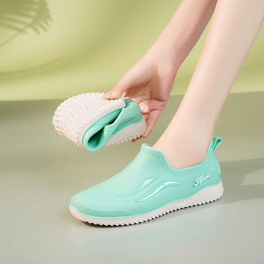 Oxygen Dragon Rain Shoes Women's New Light Mouth Fashion Rain Shoes Women's Summer Anti-Slip Anti-Wear Resistant Comfortable Thick Sole Short Tank Water Shoes Kitchen Work Candy (Khaki) 36