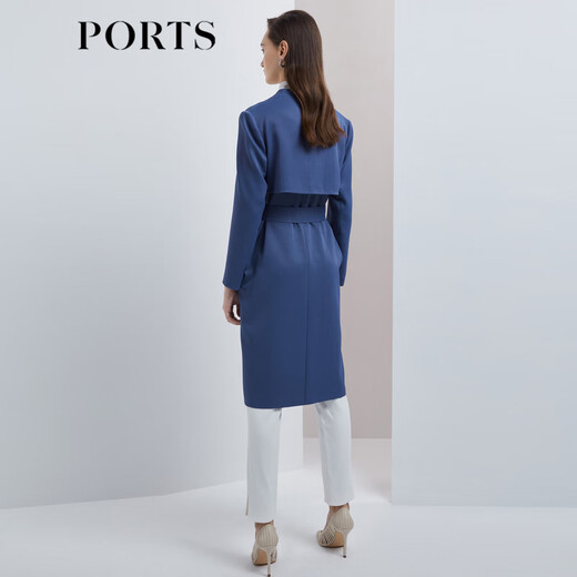 PORTS Baozi same style new women's slightly wrinkled texture waist windbreaker LL8T011KFE011 Persian blue L (8)