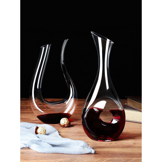 Decanter crystal glass personalized decanter red wine dispenser red wine jug red wine bottle household European style (transparent handle) rolled wire decanter 1000 ml
