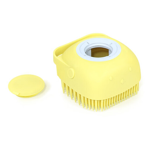 SLPC dog bath brush pet dog bath massage brush bath soft brush can be filled with shower gel bath brush combing brush new yellow soft bristle brush