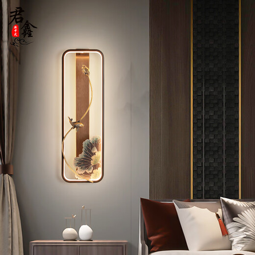 Junxin neuer chinesischer Stil Vollkupfer Wandlampe Schlafzimmer Nachttile Chinesische Stil Moderner Gangstreppe Leuchttiere Wohnzimmer Hintergrund Wandlampe B677/Ein Stil voller Kupfer Wandlampen-Rechts-Stil