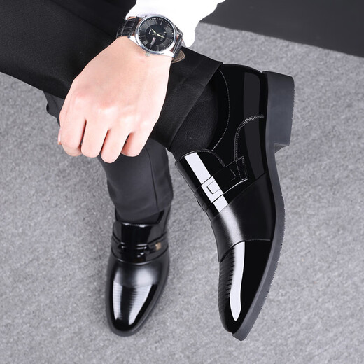 Spider King (Spider King) Lederschuhe Herrenhöfe Herrenschuhe Business Casual Formal Formal Formaler Kleidung für Zehenhöhen, die Männer Hochzeitsschuhe Briefe Z677 Schwarz (täglicher Stil) 37