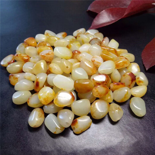 Jixiangge White Jade DIY Bracelet Necklace Accessories for Men and Women Xinjiang Hotan Jade Seed Raw Stone Irregular Skinned Loose Beads Skinned (Beads Length Approximately 12-16mm)/Single