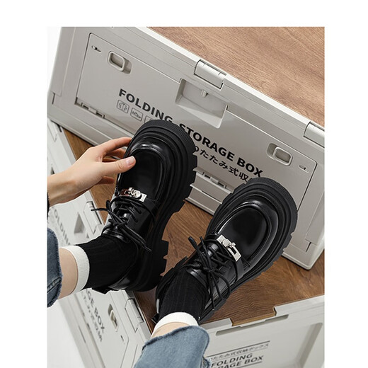 Fan Xiaoru black leather shoes for women's thick sole British style versatile retro college style single shoes autumn new Mary Zhen loafers size 38