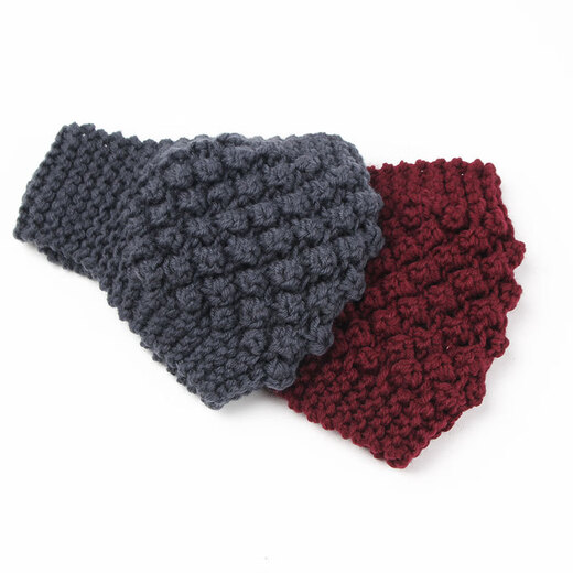 Knitted wool headband Korean headwear wide-brimmed elastic personalized braided European and American autumn and winter warm headscarf headband hat dark khaki pineapple flower