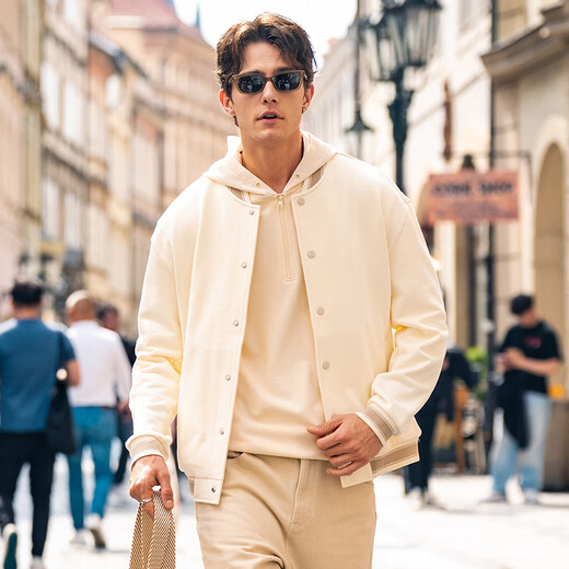 
Mr. Bu Bu’s thin base sweatshirt men’s silhouette top spring and autumn new long-sleeved hooded drawstring KT15689 Yami Apricot M /170