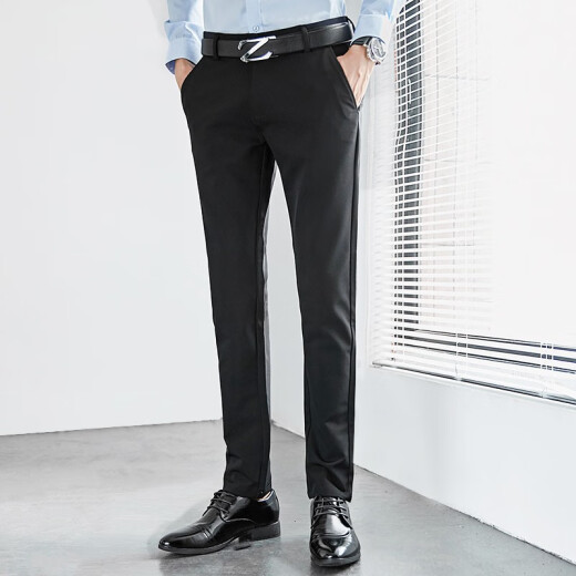 LeeCooper trousers men's 2021 spring business casual men's classic straight slim trousers LR8HB01XK black size 32