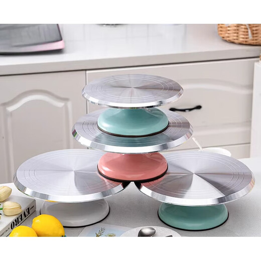 CLCEY aluminum alloy decorating turntable birthday turntable household commercial baking tools rotating plastering tray 10 inches double-axis turntable white