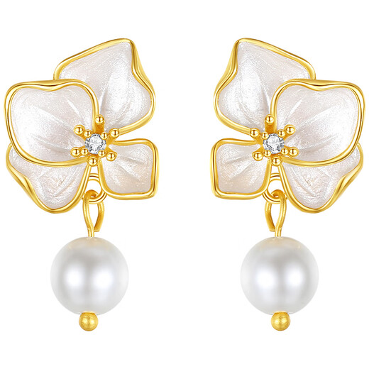 Gin Chie sterling silver pearl earrings for women, butterfly orchid earrings, 2025 new earrings, birthday gifts for girlfriends, butterfly orchid earrings/imitation pearls + seven warehouse delivery/same day delivery, Valentine's Day girl gift/exquisite gift box for wife/with jewelry certificate