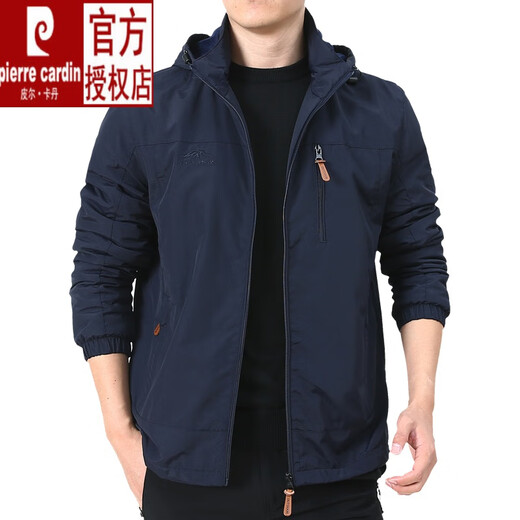 皮尔卡丹男装品牌户外夹克男士外套秋冬季2024新款中年男装秋装上衣 9898黑色 款 加绒 4XL170-190