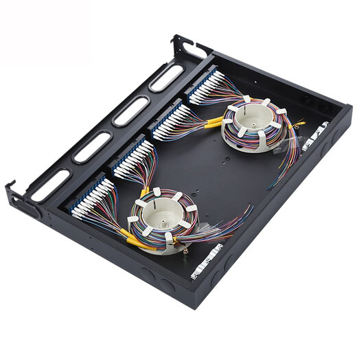 HAIAINE FCSCST12-PORT 24 Port Fiber Board Frame de distribution monocype 1U Type de rack 1U Type de rack 12-core 24 Corde optique Boîte de câblage de fusion Boîte de jonction épaissie de la bride de fibre de fibre de queue Fust