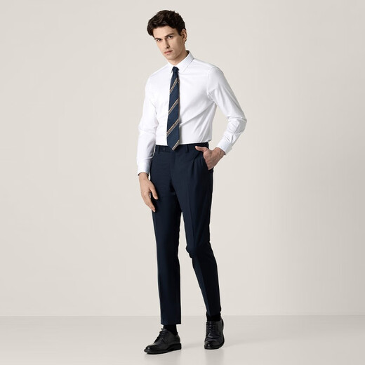 VICUTU Men's Comfortable Men's Trendy Blended Comfortable Long-Sleeved Shirt Casual Versatile Solid Color Shirt Watery - Blue L